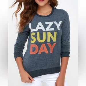 Chaser Lazy Sunday Graphic Long Sleeve Crewneck Sweatshirt Blue M